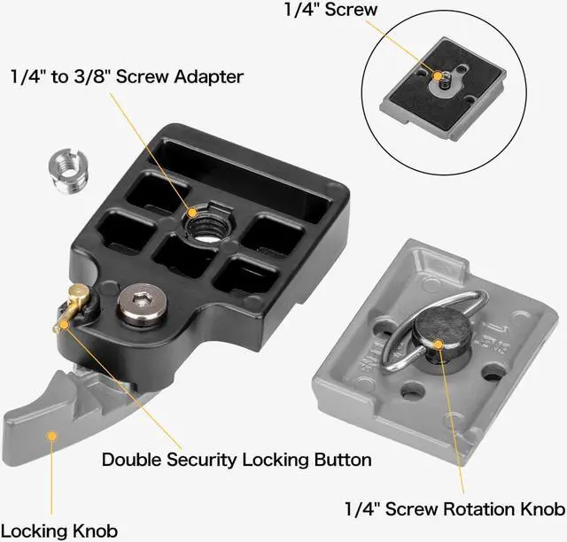 Alt view image 6 of 6 - koolehaoda RC2 System Quick Release Adapter for Manfrotto Tripod 200PL-14 QR Plate
