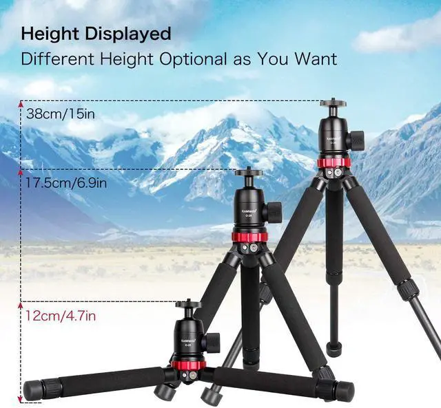 Alt view image 5 of 6 - Koolehaoda Metal Mini Tripod Travel Tabletop Tripod Max Height 38cm / 14.96inch,with 1/4 and 3/8 Screw Mount and Function Leg Design, Max Load 8kg/17.6lbs,for DSLR Camera (MT-02+D28)
