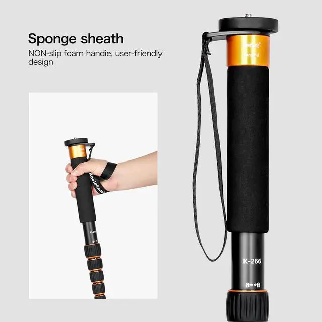 Alt view image 6 of 6 - koolehaoda 6-Section Monopod Compact Portable Photography Aluminum Alloy Unipod Stick, Max. Load 10kg / 22lbs, Folding size is only 38CM (Orange)