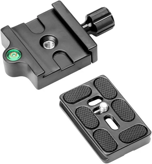 Alt view image 4 of 7 - Koolehaoda Quick Release Plate Adapter Clamp with 1/4-3/8 inches Screw and Bubble Level for DSLR Camera, Tripod, Monopod, Stabilizer, Ball Head