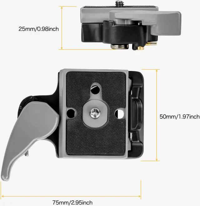 Alt view image 3 of 6 - koolehaoda RC2 System Quick Release Adapter for Manfrotto Tripod 200PL-14 QR Plate