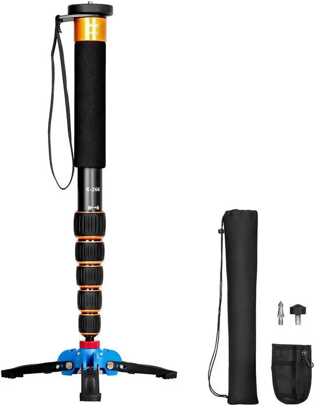 Main image of Koolehaoda Extendable Camera Aluminum Monopod with Removable Tripod Support Base. 6 Sections 16.5-63inches Adjustable, Leg max diameter: F28MM,Payload up to 7kg / 15.43lbs-(K-266 Orange)