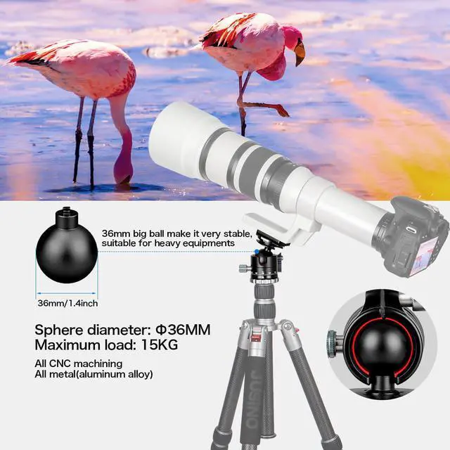 Alt view image 6 of 7 - Koolehaoda Low Profile Ball Head, F36mm Ball Diameter All Metal Tripod Head with 1/4" Screw Arca Swiss Quick Release Plates for DSLR Cameras Tripods Monopods, Max Load 33lbs/15kg