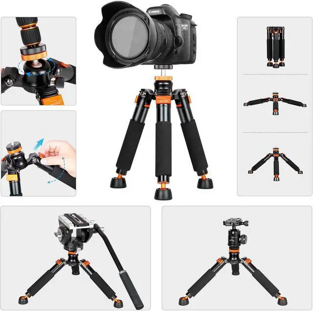 Alt view image 6 of 6 - Koolehaoda Camera Aluminum Monopod with Metal Tripod Base.6 Sections 46-177cm/18-69inch Adjustable, Leg Diameter 28mm,up to 6kg /13lbs