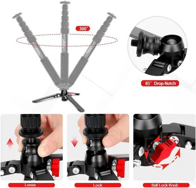 Alt view image 4 of 7 - Koolehaoda Desktop Tripod Mini Tripod Universal 3-Foot Monopod Support Base Stand Unipod Support with 3/8" Screw for Monopods Ballhead DSLR Camera. Max Load 15kg / 33lbs DZ-221