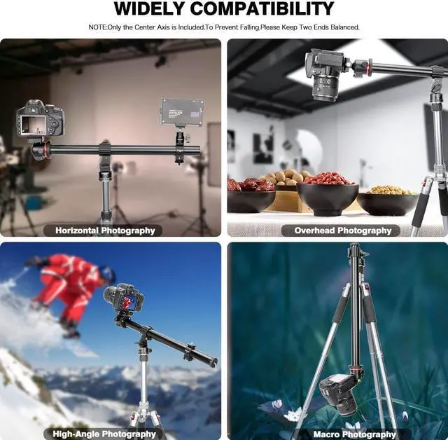 Alt view image 7 of 7 - Koolehaoda Tripod Extension Arm,16.5" Horizontal Center Column Tripod Extension Arm 360° Rotatable Rotating Base for Overhead Photography, Macro and Low-Angle Shooting, Load up to 22lbs/10kg - (VH-40)