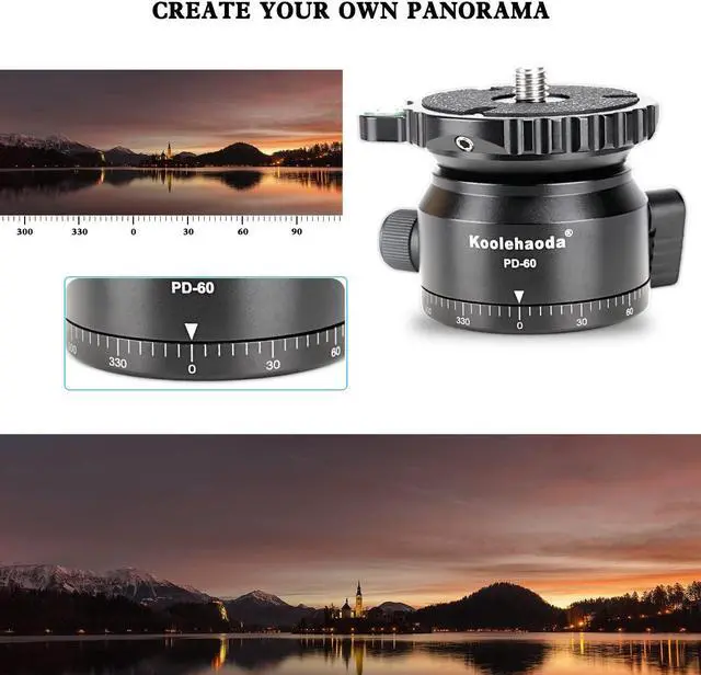 Alt view image 7 of 7 - Koolehaoda PD-60 Tripod Leveling Base Camera Leveller,Inclination 15 °, with 3/8" Thread, Offset Bubble Level and 360° Panoramic Base for Video Head,Tripods & Monopods (PD-60)