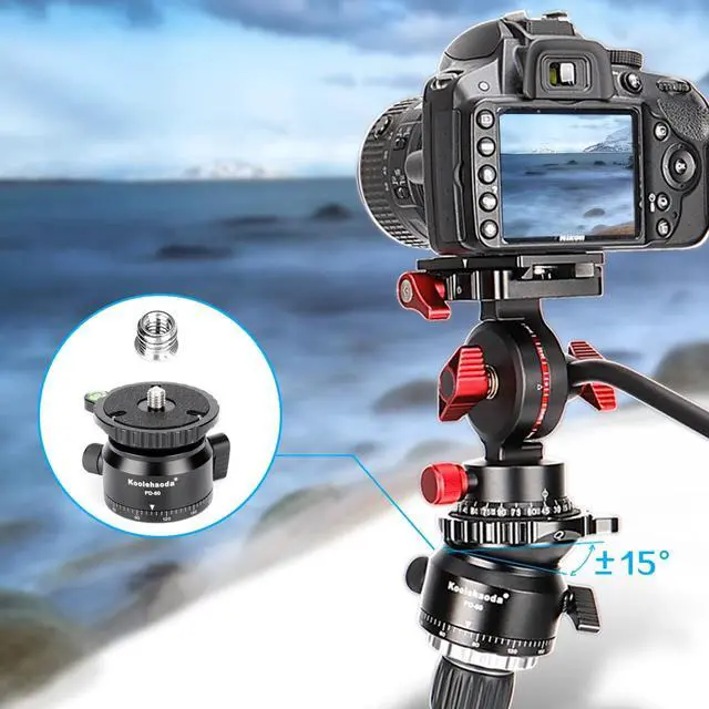 Alt view image 2 of 7 - Koolehaoda PD-60 Tripod Leveling Base Camera Leveller,Inclination 15 °, with 3/8" Thread, Offset Bubble Level and 360° Panoramic Base for Video Head,Tripods & Monopods (PD-60)