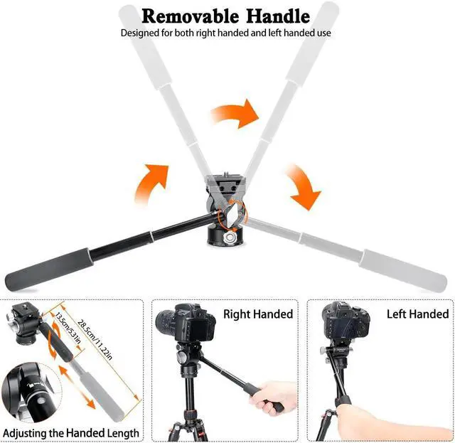 Alt view image 4 of 7 - Koolehaoda Tripod Fluid Head Compact Video Head Pan Tilt Head with Arca-Type Plate for Compact Video Cameras, Mirrorless and DSLR Cameras,Load up to 6.6lbs - VL305Q