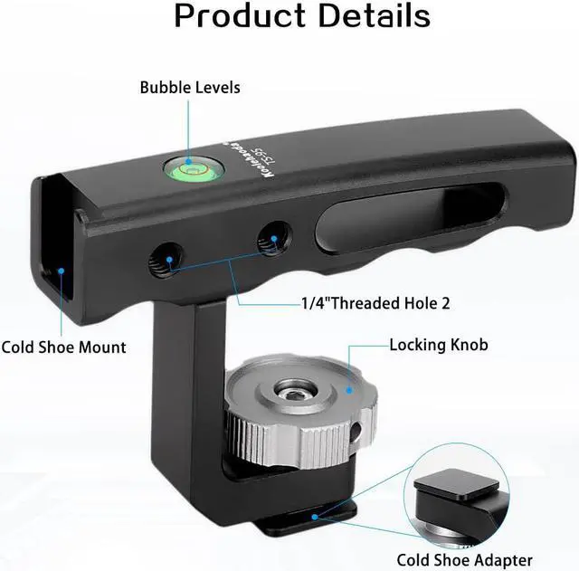 Alt view image 3 of 7 - Koolehaoda Universal Mini Top Handle, Camera Hot Shoe Top Handle Grip with Cold Shoe Mount for DSLR Cameras - TS95