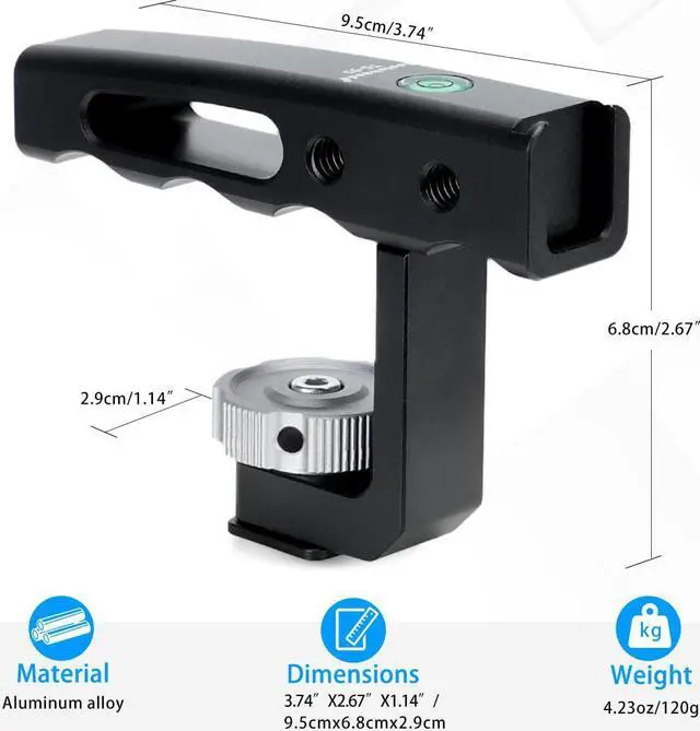 Alt view image 4 of 7 - Koolehaoda Universal Mini Top Handle, Camera Hot Shoe Top Handle Grip with Cold Shoe Mount for DSLR Cameras - TS95
