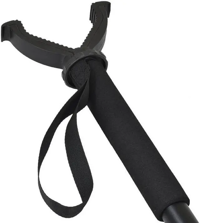 Alt view image 6 of 7 - Shooting Stick Monopod Hunting Blind Stabilizer 22 to 56-inch Tall Pole V Yoke Holder Gun Pod Rifle Rest, Adjustable Stick Height for Hunting, Shooting and Outdoors Black