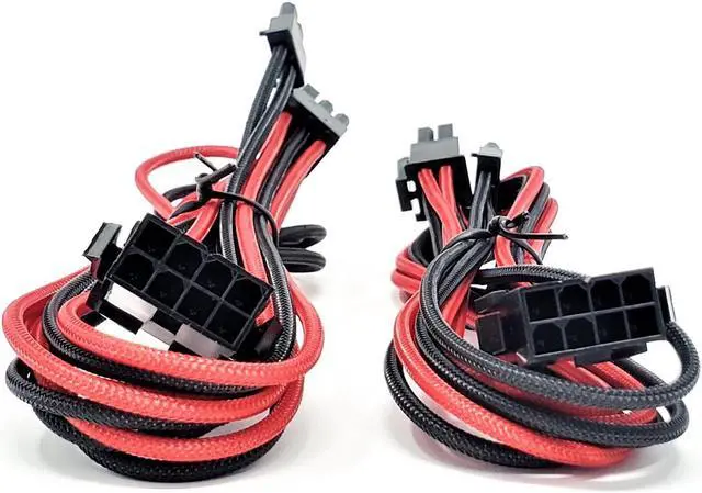 Alt view image 7 of 7 - Micro Connectors Premium Sleeved PSU Cable Extension Kit (Red/Black)