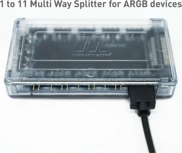 Alt view image 2 of 9 - Micro Connectors 11-Port ARGB Splitter Hub for Fan and Light with Magnetic Base