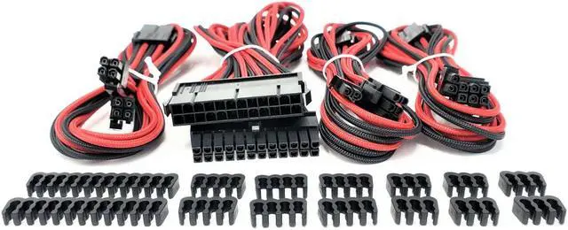 Main image of Micro Connectors Premium Sleeved PSU Cable Extension Kit (Red/Black)