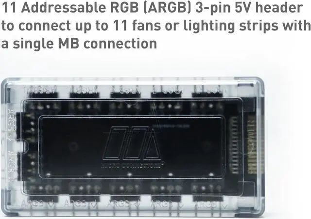 Alt view image 5 of 9 - Micro Connectors 11-Port ARGB Splitter Hub for Fan and Light with Magnetic Base