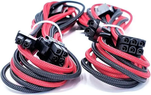 Alt view image 6 of 7 - Micro Connectors Premium Sleeved PSU Cable Extension Kit (Red/Black)