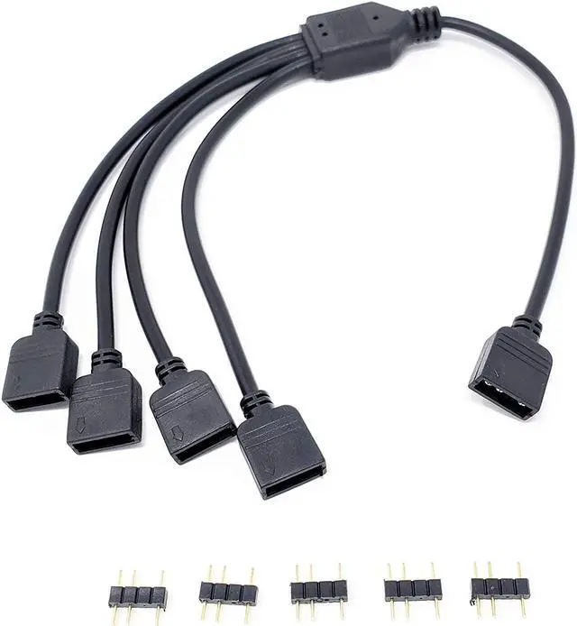 Alt view image 3 of 4 - Micro Connectors 30cm Addressable RGB (ARGB) 1 to 4 Splitter Cable with/5 Male Pins (F04-04ARGB-30)