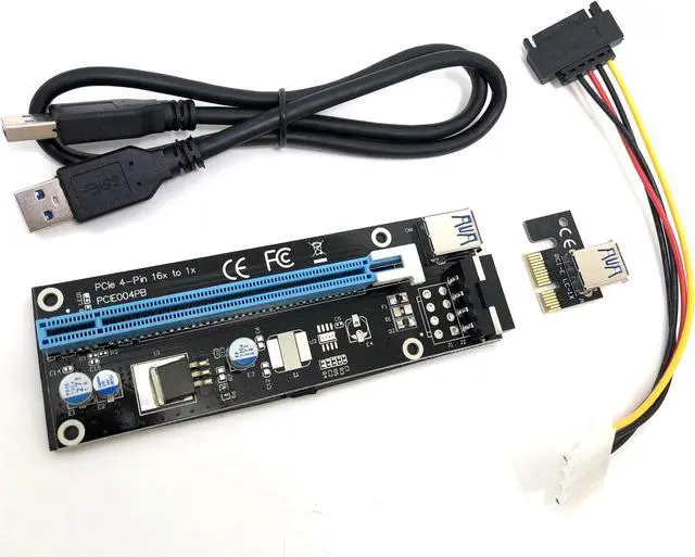 Alt view image 2 of 5 - Micro Connectors PCIe 4-Pin 16x to 1x Powered Riser Adapter Card (Black) 6-Pack