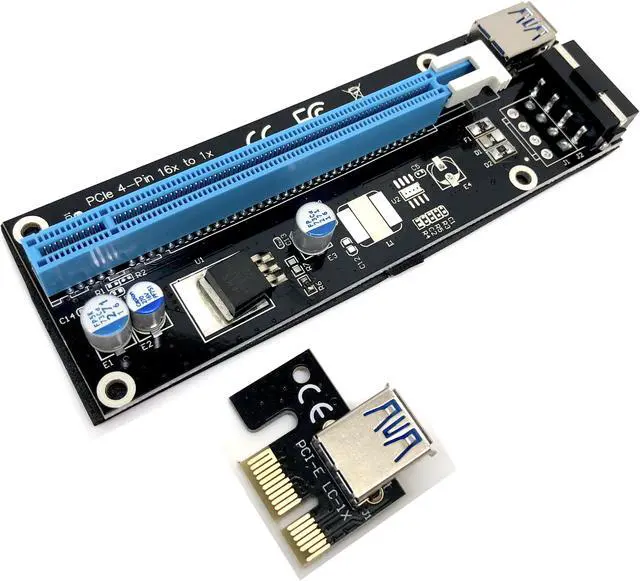 Alt view image 3 of 5 - Micro Connectors PCIe 4-Pin 16x to 1x Powered Riser Adapter Card (Black) 6-Pack