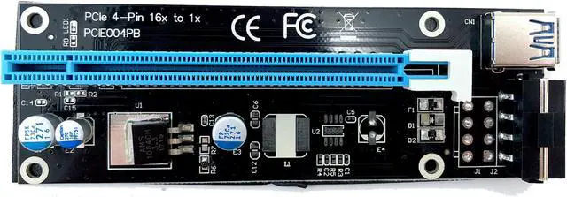 Alt view image 4 of 5 - Micro Connectors PCIe 4-Pin 16x to 1x Powered Riser Adapter Card (Black) 6-Pack