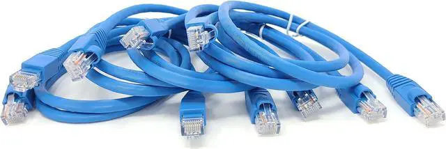 Main image of Micro Connectors 3 Feet Cat6A UTP Ethernet Patch (24AWG) Cable -Blue 5-Pack (E09-003BL-5)