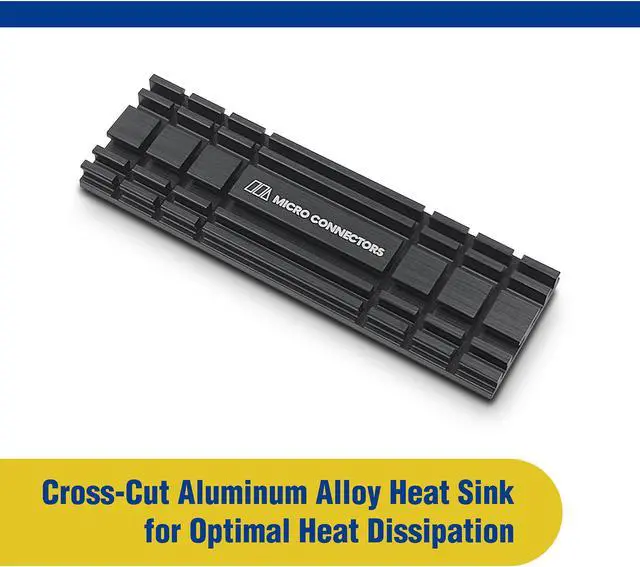 Alt view image 6 of 8 - Micro Connectors NGFFM2-HS804-BK Aluminum, Silicone M.2 2280 SSD Low-Profile Heat Sink Kit (Black)