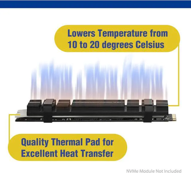 Alt view image 5 of 8 - Micro Connectors NGFFM2-HS804-BK Aluminum, Silicone M.2 2280 SSD Low-Profile Heat Sink Kit (Black)