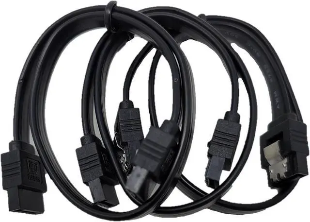 Main image of Micro Connectors 12" SATA III Straight Cable with Locking Latch (Black) 3-Pack (F03-03MSSB-3P)