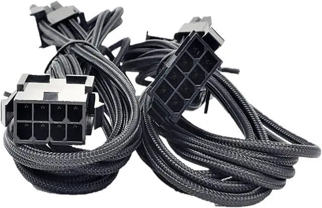 Main image of Micro Connectors 1.5 Feet Premium Sleeved 8-Pin (6+2) PCI-e GPU Power Extension Cable –Black / 2-Pack (F04-8PCE-BK2P)