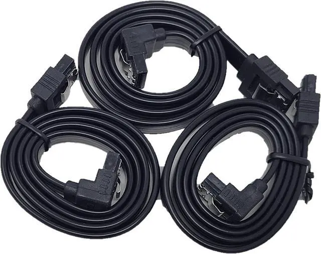 Main image of Micro Connectors 20" SATA III Straight to Right Angle Cable with Locking Latch (Black) 3-Pack (F03-05MSAB-3P)