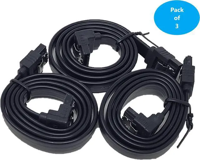 Alt view image 2 of 6 - Micro Connectors 20" SATA III Straight to Right Angle Cable with Locking Latch (Black) 3-Pack (F03-05MSAB-3P)