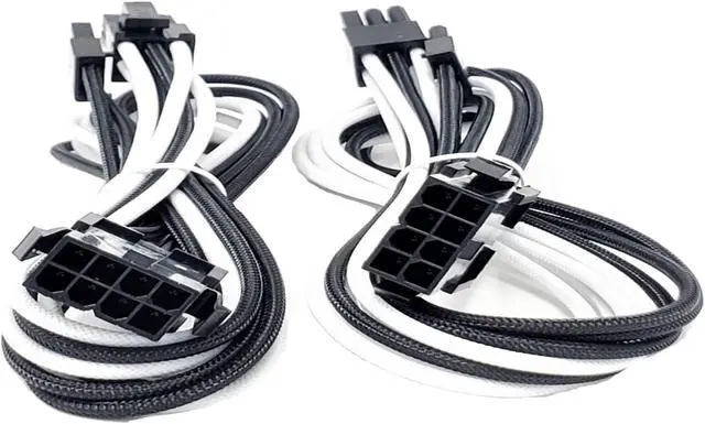 Alt view image 3 of 5 - Micro Connectors 1.5 Feet Premium Sleeved 8 (6+2) Pin PCI-e GPU Power Extension Cable/White/Black / 2-Pack (F04-8PCE-WBK2P)