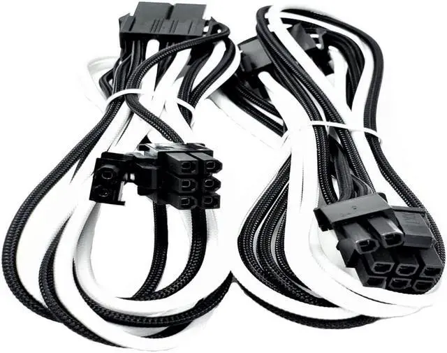 Alt view image 4 of 5 - Micro Connectors 1.5 Feet Premium Sleeved 8 (6+2) Pin PCI-e GPU Power Extension Cable/White/Black / 2-Pack (F04-8PCE-WBK2P)