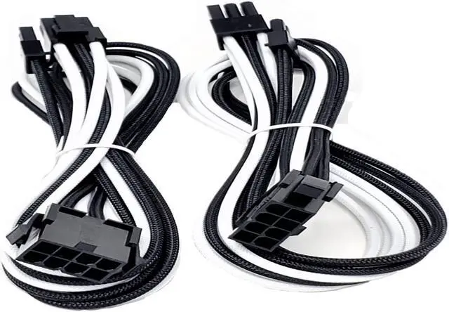 Alt view image 5 of 5 - Micro Connectors 1.5 Feet Premium Sleeved 8 (6+2) Pin PCI-e GPU Power Extension Cable/White/Black / 2-Pack (F04-8PCE-WBK2P)