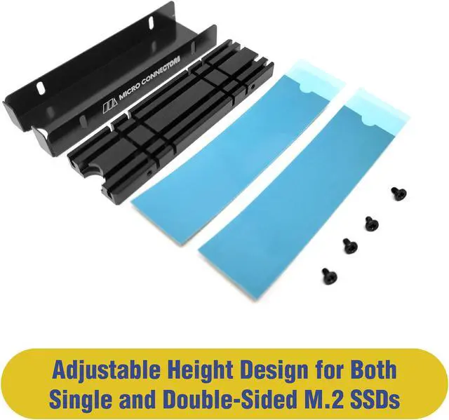 Alt view image 3 of 8 - Micro Connectors M.2 SSD Double-Sided Aluminum Heat Sink Kit (NGFFM2-HSDS-BK)