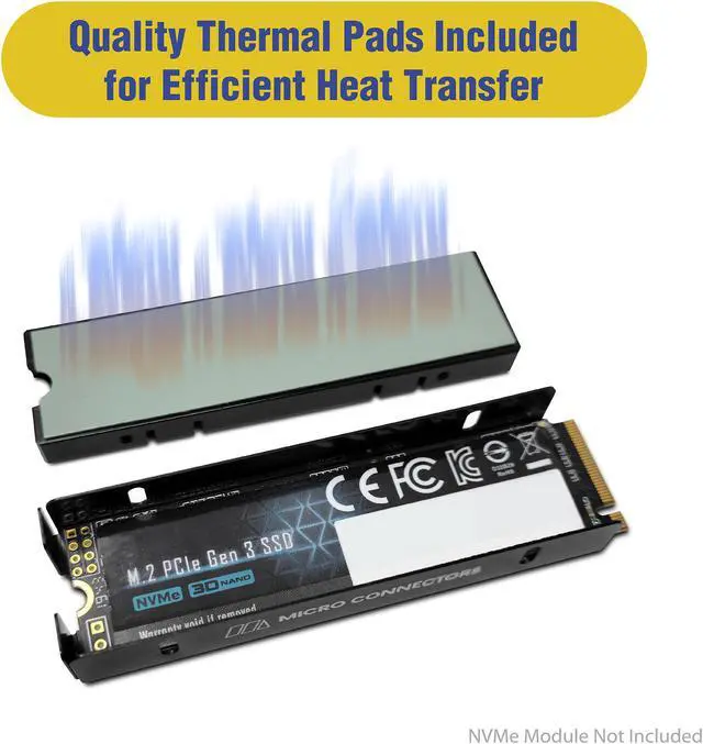 Alt view image 6 of 8 - Micro Connectors M.2 SSD Double-Sided Aluminum Heat Sink Kit (NGFFM2-HSDS-BK)