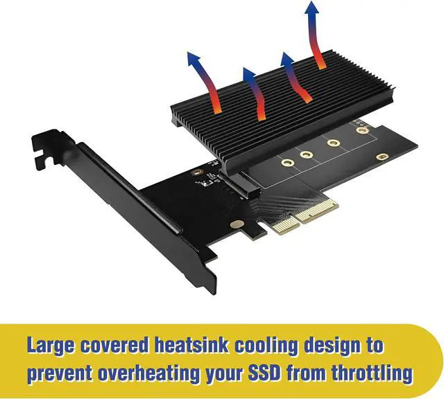 Alt view image 2 of 7 - Micro Connectors M.2 NVMe SSD PCIe 4.0 Adapter with Covered Heat Sink