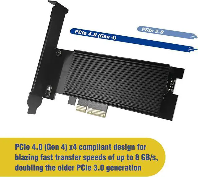 Alt view image 3 of 7 - Micro Connectors M.2 NVMe SSD PCIe 4.0 Adapter with Covered Heat Sink