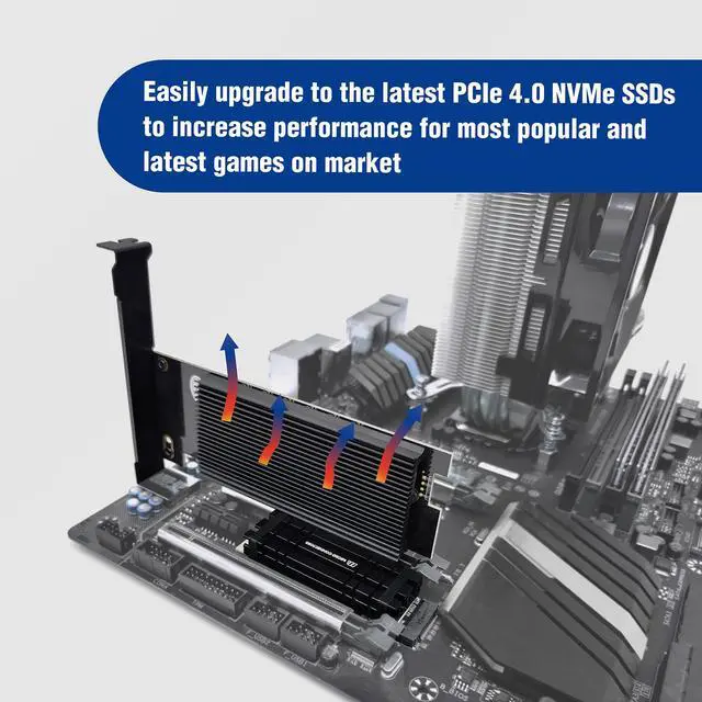 Alt view image 5 of 7 - Micro Connectors M.2 NVMe SSD PCIe 4.0 Adapter with Covered Heat Sink