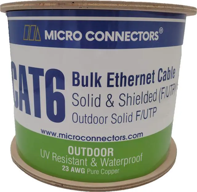 Alt view image 12 of 14 - Micro Connectors  500FT Solid Shielded (STP) CAT6 Outdoor, UV Resistant Bulk Ethernet 23AWG Cable - Blue (TR4-560BLOU-500)