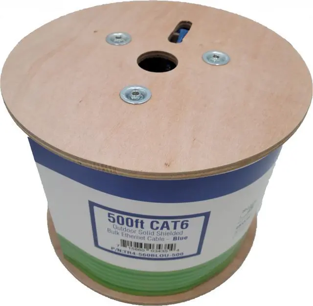 Alt view image 14 of 14 - Micro Connectors  500FT Solid Shielded (STP) CAT6 Outdoor, UV Resistant Bulk Ethernet 23AWG Cable - Blue (TR4-560BLOU-500)