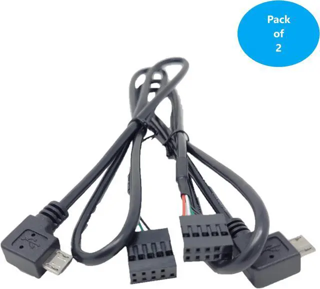 Alt view image 2 of 6 - Micro Connectors 2 Feet Micro USB 90 Degree Left Angle to 9 Pin Motherboard 2-Pack (MSP-MICRO9P-2P)