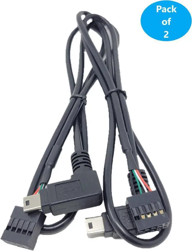 Alt view image 2 of 6 - Micro Connectors 2 Feet Mini USB 90 Degree Right Angle to 9 Pin Motherboard Cable 2-Pack (MSP-MINI9P-2P)