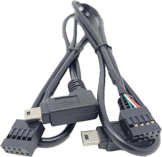 Main image of Micro Connectors 2 Feet Mini USB 90 Degree Right Angle to 9 Pin Motherboard Cable 2-Pack (MSP-MINI9P-2P)