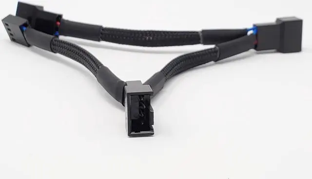 Alt view image 5 of 5 - Micro Connectors 1 to 3 Sleeved PWM Fan Splitter Cable-Black 2-Pack (PWM-103BK-2P)