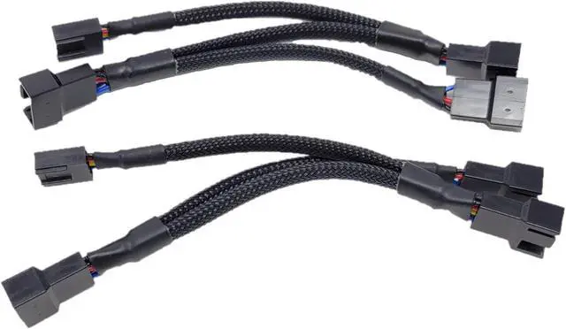 Main image of Micro Connectors 1 to 3 Sleeved PWM Fan Splitter Cable-Black 2-Pack (PWM-103BK-2P)