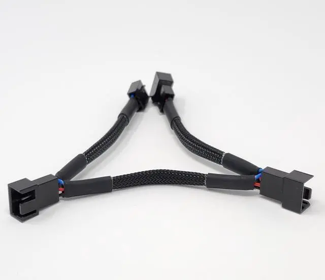 Alt view image 4 of 5 - Micro Connectors 1 to 3 Sleeved PWM Fan Splitter Cable-Black 2-Pack (PWM-103BK-2P)