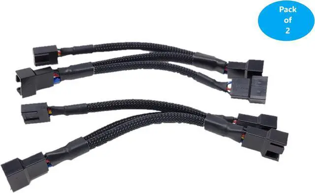 Alt view image 2 of 5 - Micro Connectors 1 to 3 Sleeved PWM Fan Splitter Cable-Black 2-Pack (PWM-103BK-2P)