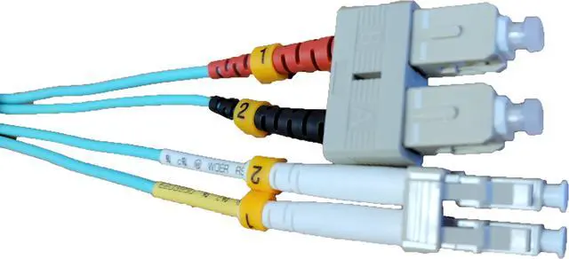 Alt view image 3 of 4 - Micro Connectors 1 Meter LC/SC 10Gb Multi-Mode Duplex 50/125 OM3 Fiber Optic Cable (2-Pack) (FBR-10121M-2P)